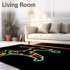 Neon Cat With Polka Dot Pattern Rug