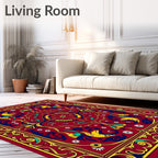 Regal Red and Yellow Floral Design Rug