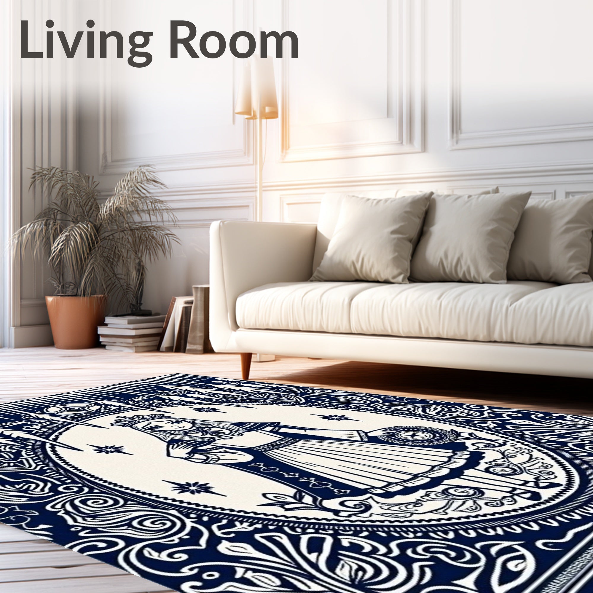 Regal Queen With Ornate Border Design Rug