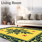 Golden Floral Leaf Design Rug
