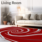 Red Swirl Organic Patterned Rug