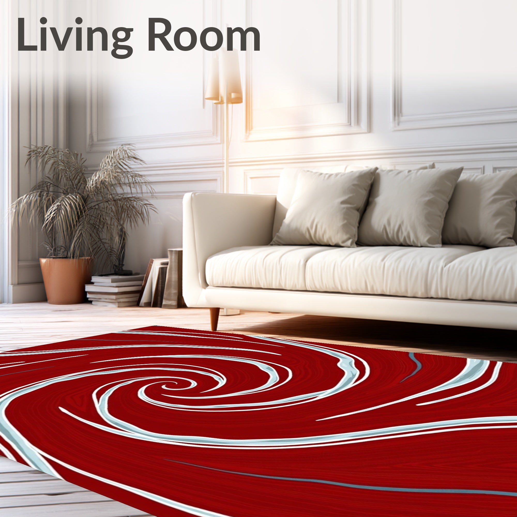 Red Swirl Organic Patterned Rug