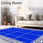 Classic Blue White Geometric Pattern Rug
