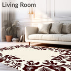 Dark Floral Damask Pattern Rug