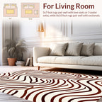 Brown Wavy Abstract Line Art Rug