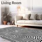 Four Squares Swirl Geometric Pattern Rug