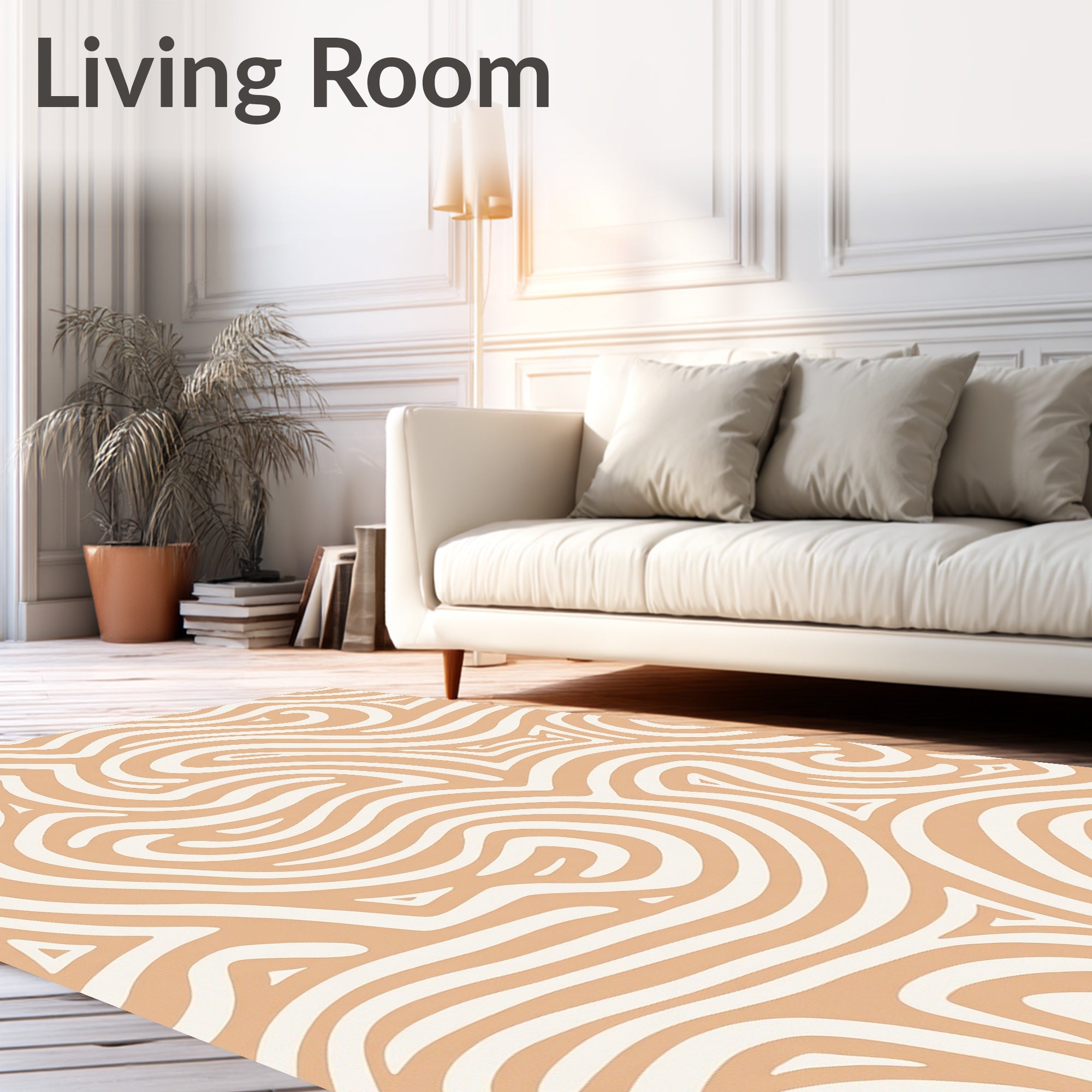 Natural Organic Swirls Cream Rug