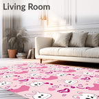 Cute Bunny Heart Pattern Design Rug