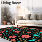 Coral Floral Vine Pattern Rug