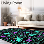 Whimsical Cats Floral Crown Pattern Rug