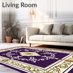 Purple Gold Floral Medallion Rug