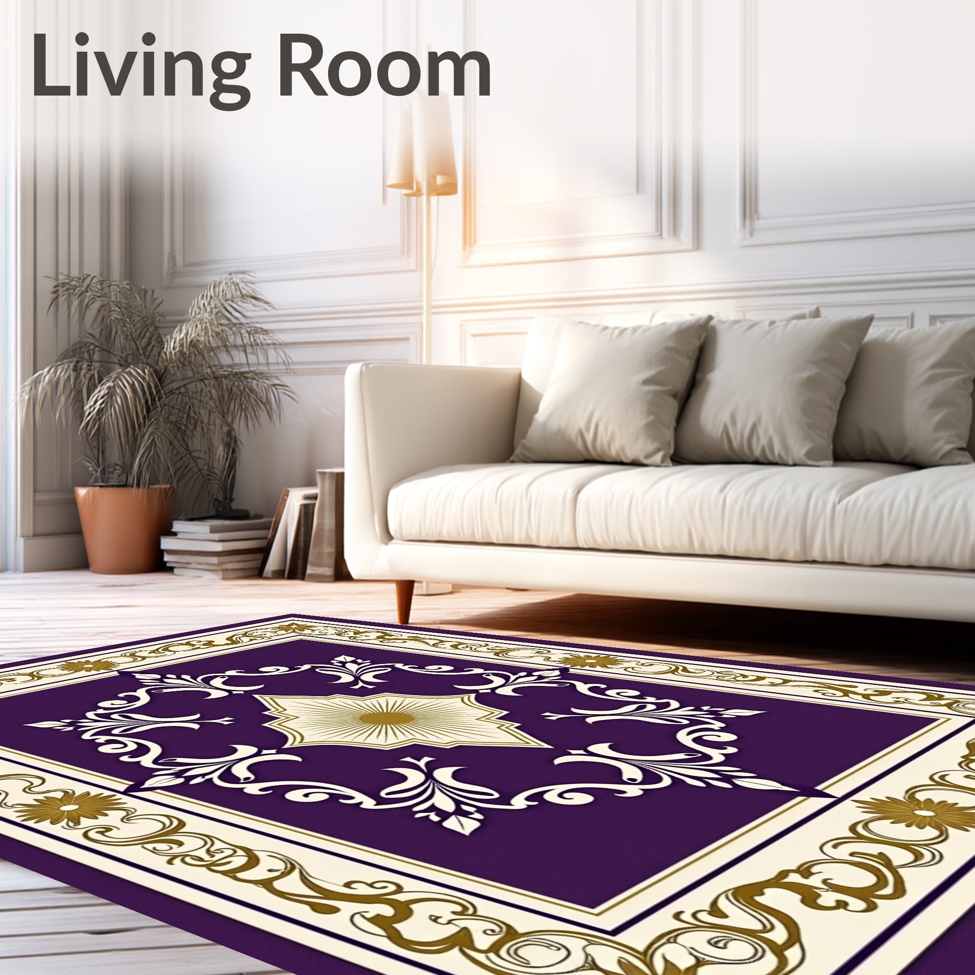 Purple Gold Floral Medallion Rug