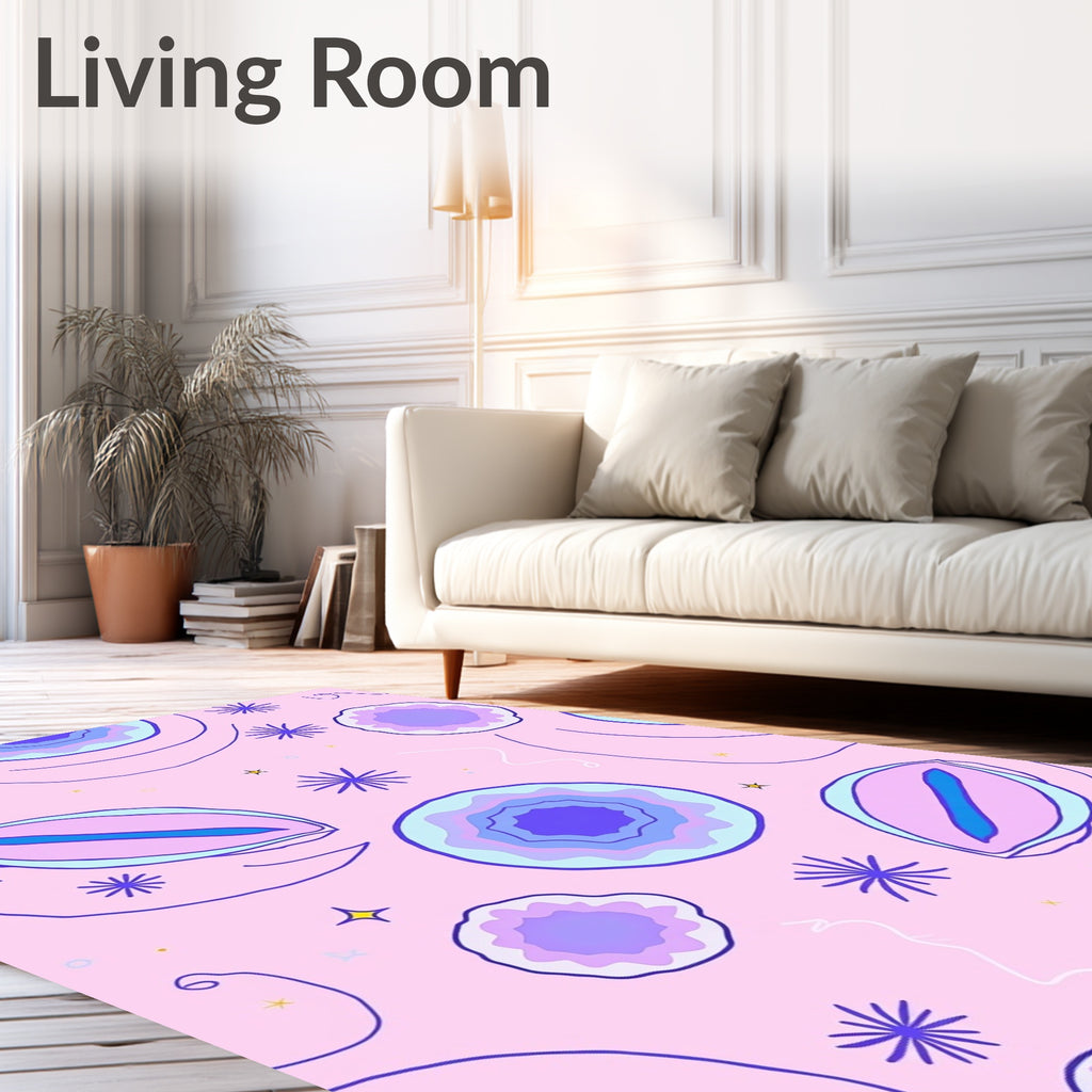 Pink Lavender Violet Abstract Geode Bloom Rug