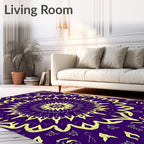 Mandala Style Yellow Purple Pattern Rug