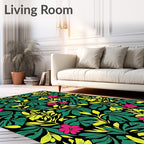 Vibrant Pink Tropical Leaf Explosion Rug