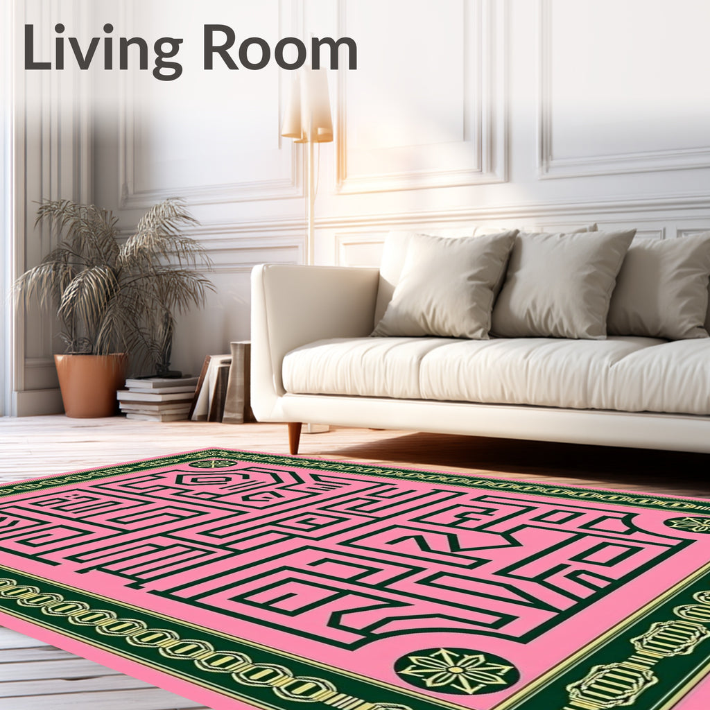 Pink Maze Geometric Pattern Rug