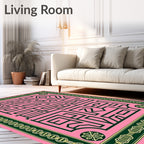 Pink Maze Geometric Pattern Rug