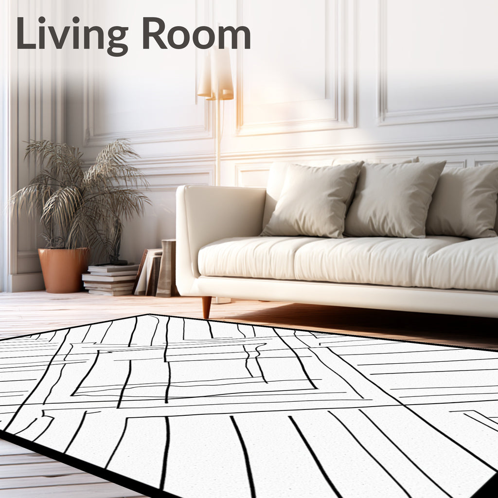 Monochromatic Diagonal Geometric Line Art Rug