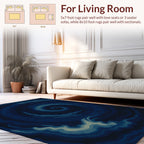 Deep Blue Swirling Vortex Pattern Rug