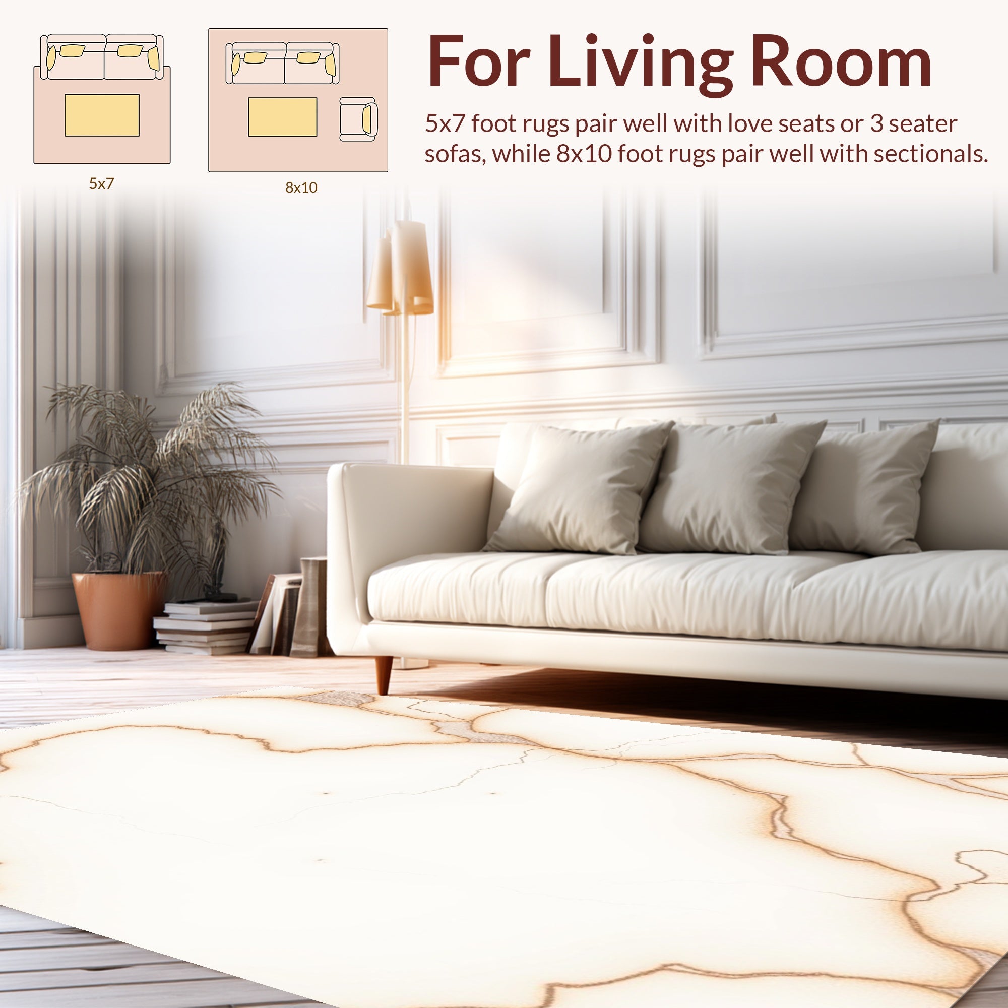 Abstract Veined Parchment Pattern Rug