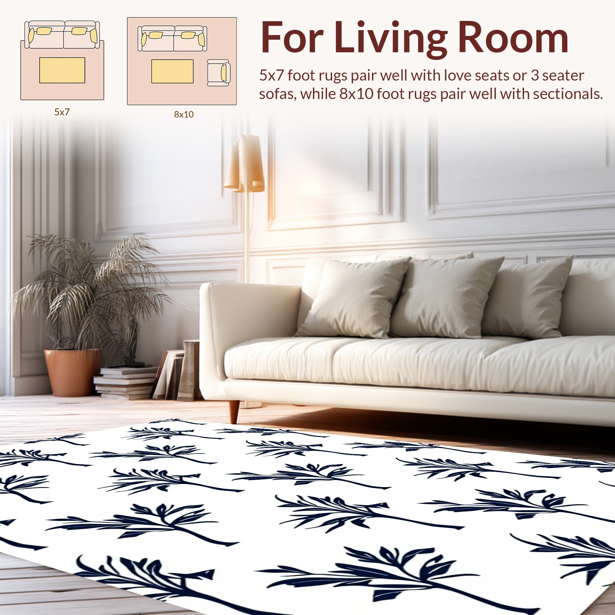 Dark Leafy Tree Patterned Rug