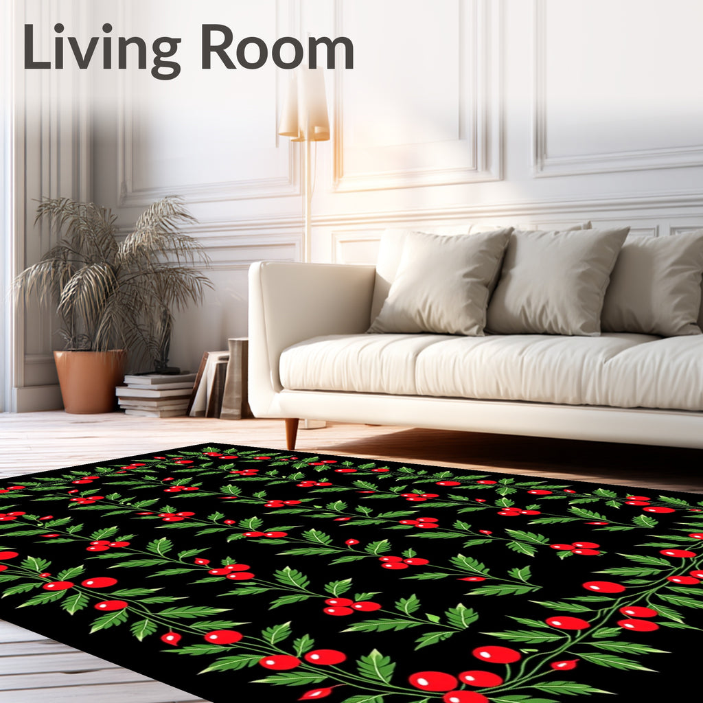 Red Berry Vine Border Rug