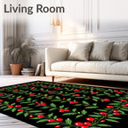 Red Berry Vine Border Rug