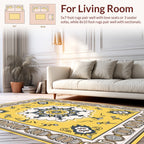 Bright Yellow Floral Mandala Design Rug