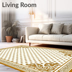 Chic Floral Bordered Ivory Rug