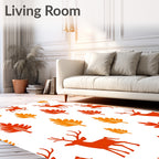 Autumn Deer Foliage Pattern Rug