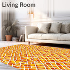 Bright Orange White Lattice Design Rug