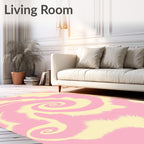 Whimsical Pink Yellow Swirl Pattern Rug