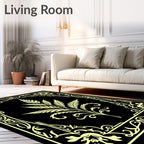 Elegant Pale Yellow Floral Scroll Rug