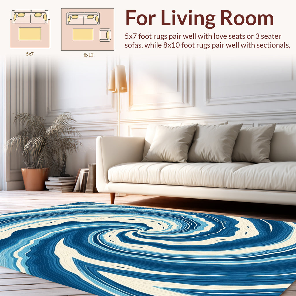 Deep Blue Swirl Agate Pattern Rug