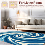 Deep Blue Swirl Agate Pattern Rug