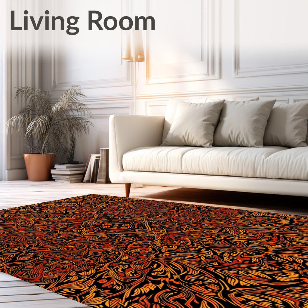 Fiery Organic Symmetrical Pattern Rug