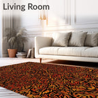 Fiery Organic Symmetrical Pattern Rug