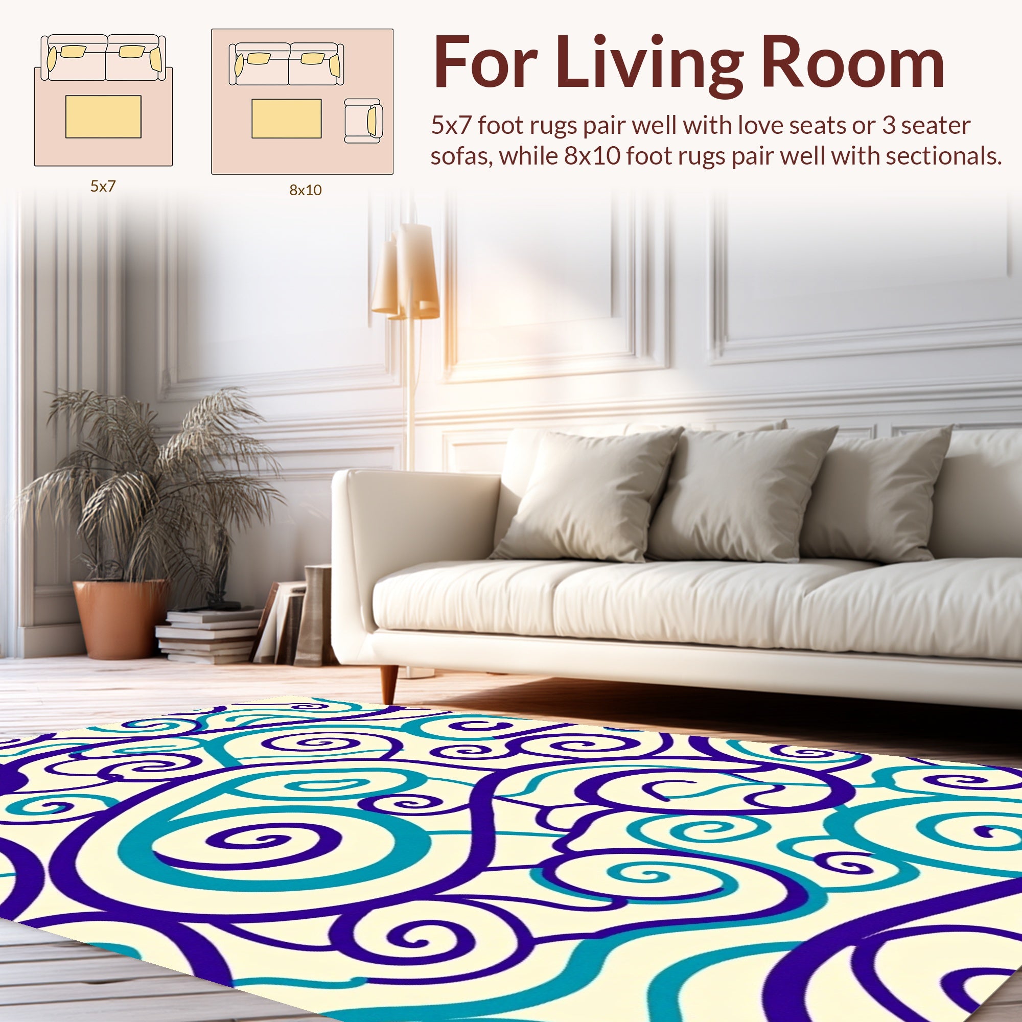 Swirling Blue And Teal Lines Rug