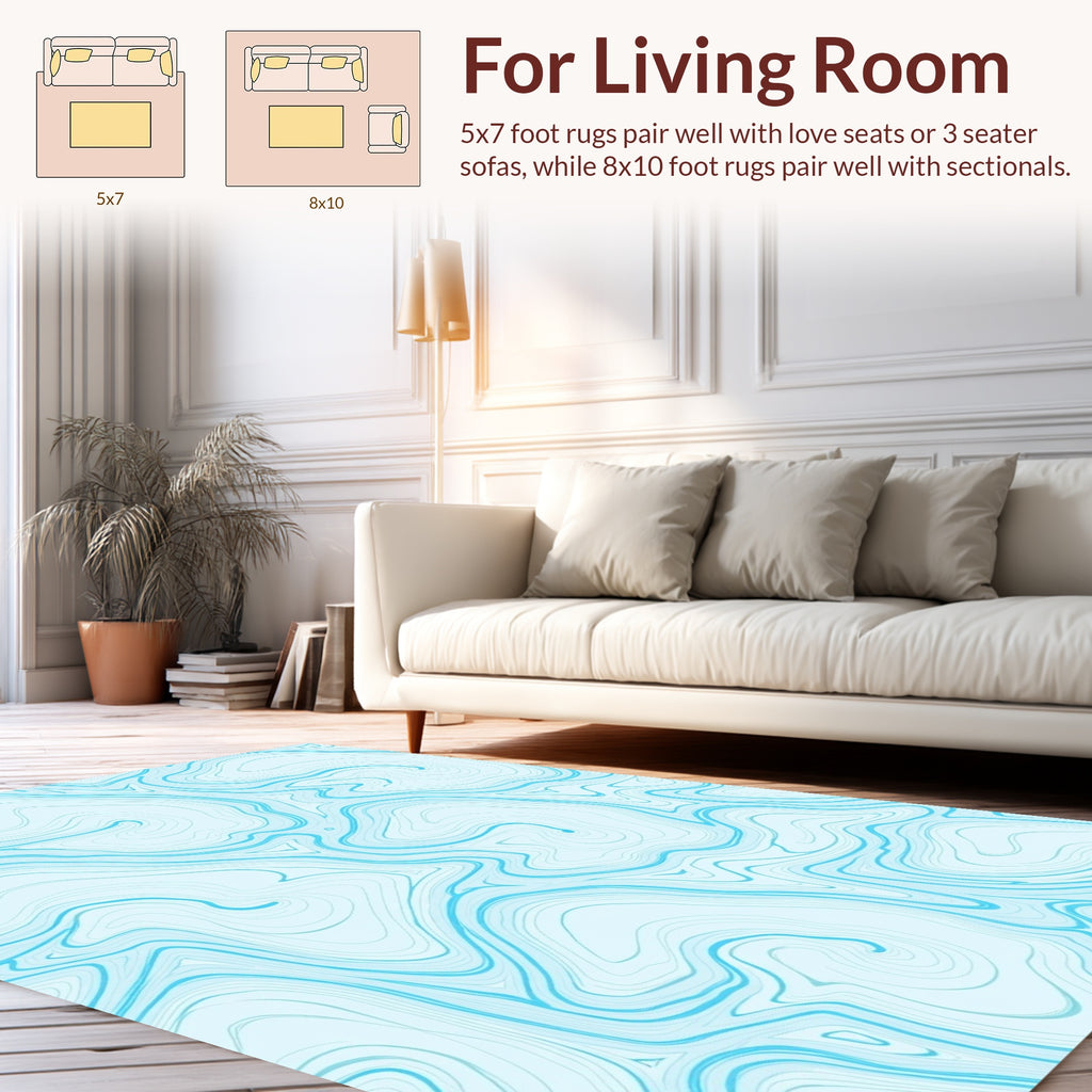 Cyan Water Swirl Pattern Rug