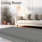 Modern Black White Stripe Rug