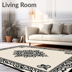 Ornate Floral Mandala Border Design Rug