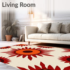 Retro Sunburst Floral Geometric Rug