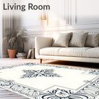 Dark Floral Art Nouveau Patterned Design Rug