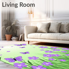 Purple Butterflies Flowers Design Rug