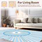 Radiating Blue Geometric Sunburst Pattern Rug
