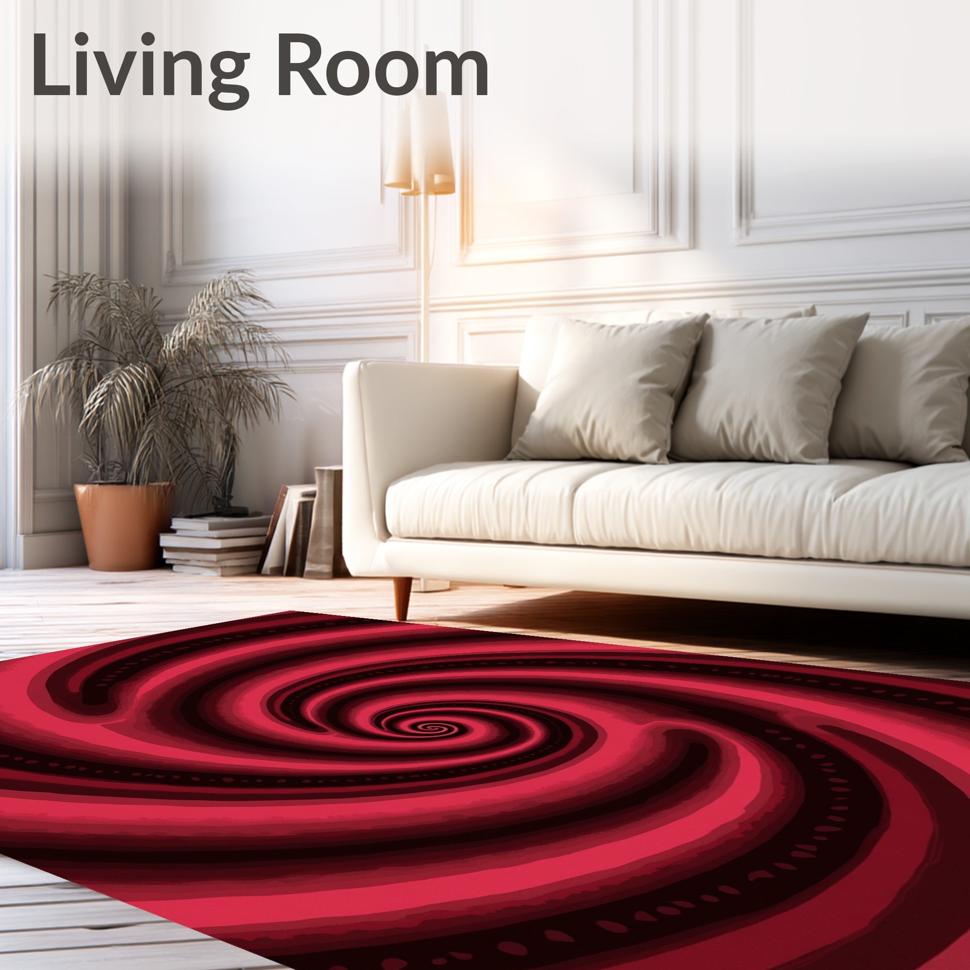 Crimson Depth Spiral Swirl Rug
