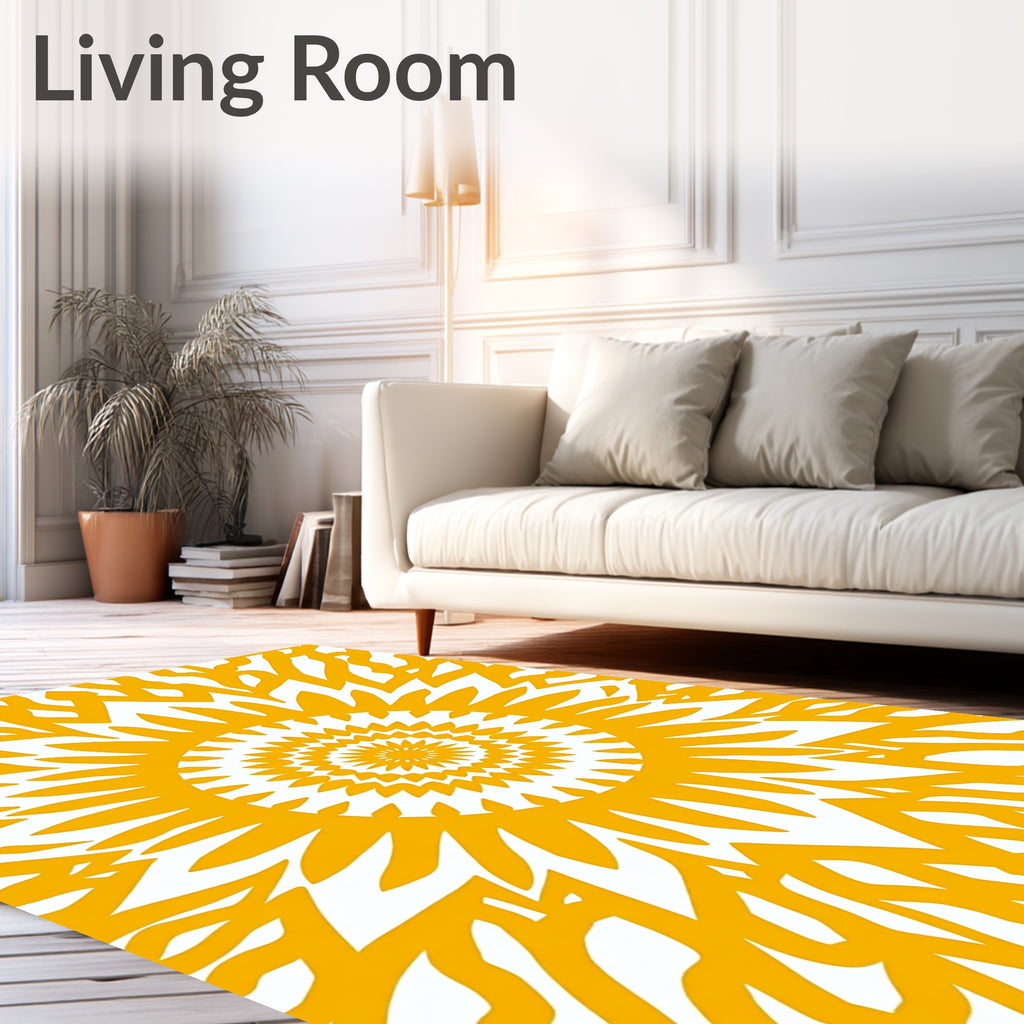 Radiant Sunburst Geometric Pattern Rug