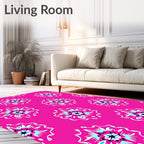 Bright Pink Floral Inspired Pattern Rug