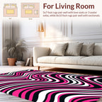 Pink Black White Wavy Pattern Rug