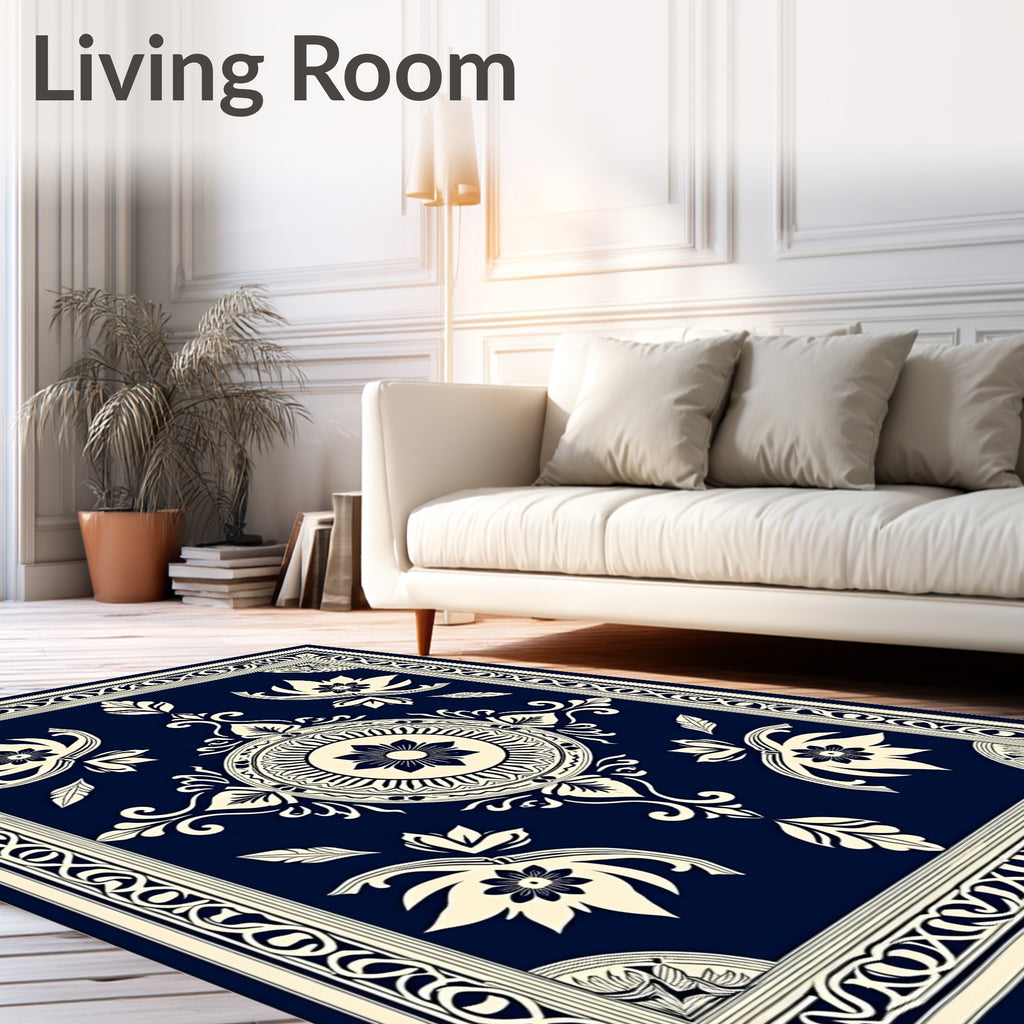 Classic Floral Medallion Contour Design Rug